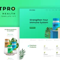 Vitprois an Elementor Template Kit for quickly and easily creating websites for your business using the Elementor Page Builder plugin for WordPress. This kit has been optimized for use with the free Hello Elementor theme but may be used with most themes that support Elementor. With the help of this elementor template kit you can create a website for any health or wellness brand. All Features