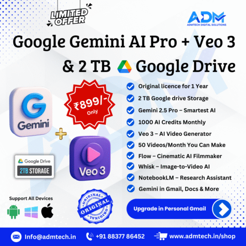Get Google Gemini AI Pro with Veo 3 and 2 TB Google Drive offer India For 1 Year, google ai pro student, 2 TB Google Drive
